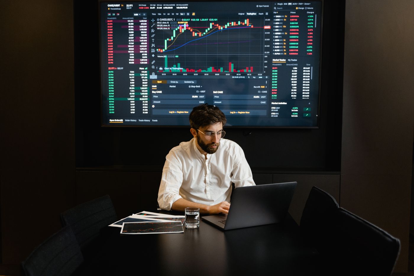 Computer usato per l'analisi storica dei grafici finanziari